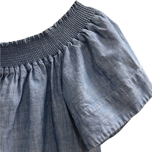 J. Crew Denim Blue Smocked Chambray Denim Dress Size 6 Petite - Picture 5 of 6